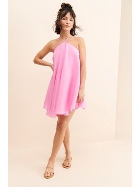 THE WOLF GANG LOLANA MINI PINK STRAP DRESS
